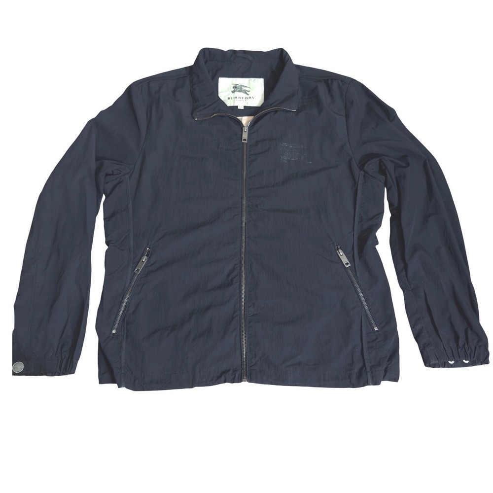 Burberry London Mens Navy Blue Windbreaker Jacket Prorsum Knight Logo XXL